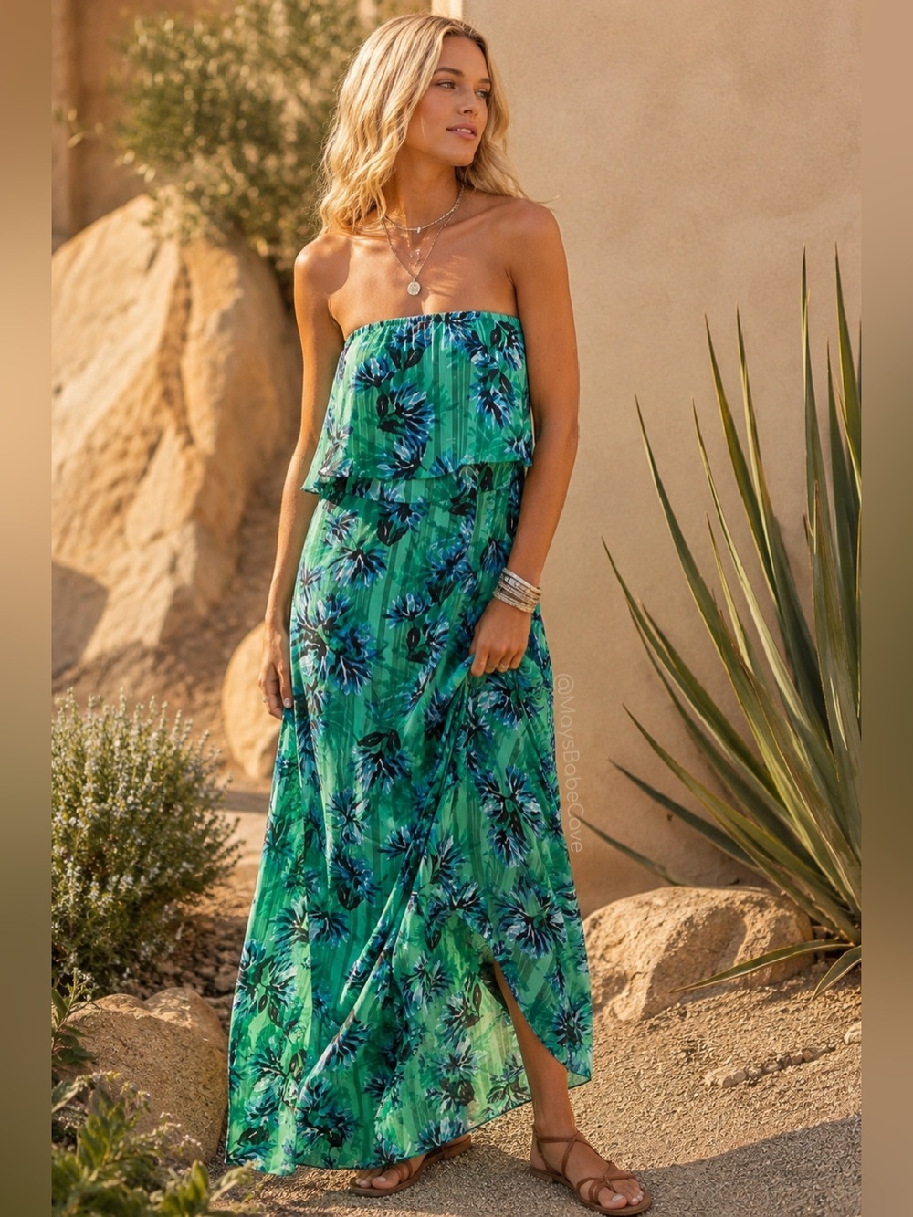 Banana Republic NWT Tropical Floral Strapless Chiffon Maxi Dress 8